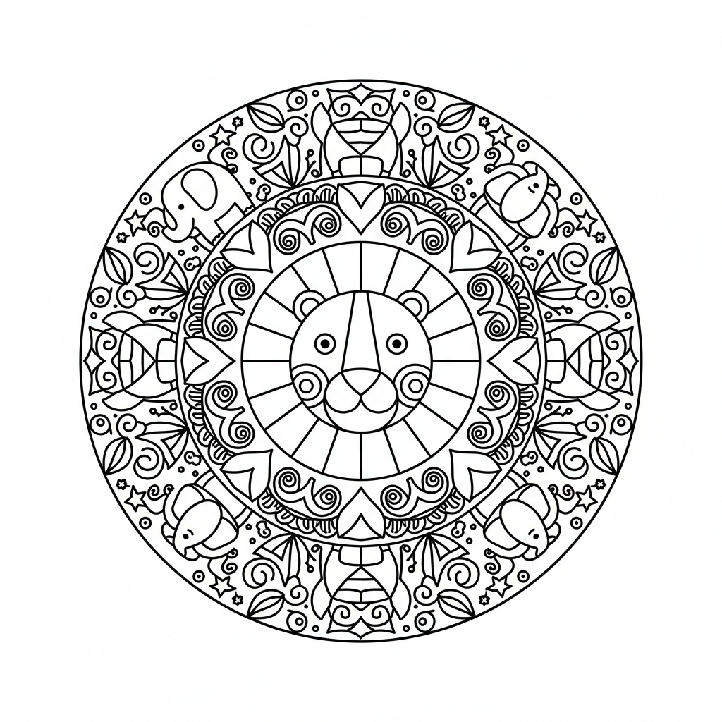 Animal Mandala coloring page