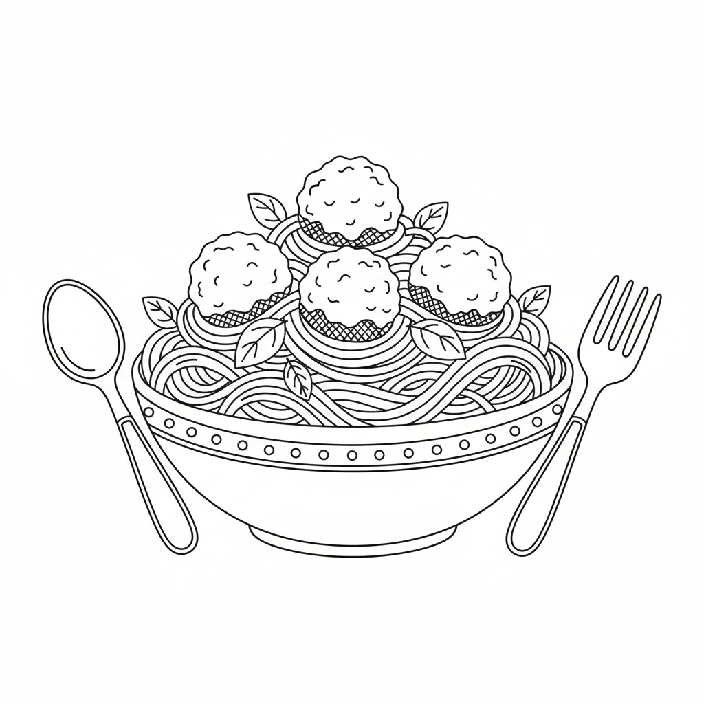 Bowl of Pasta coloring page