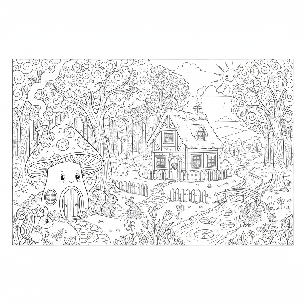Cozy Cottage coloring page