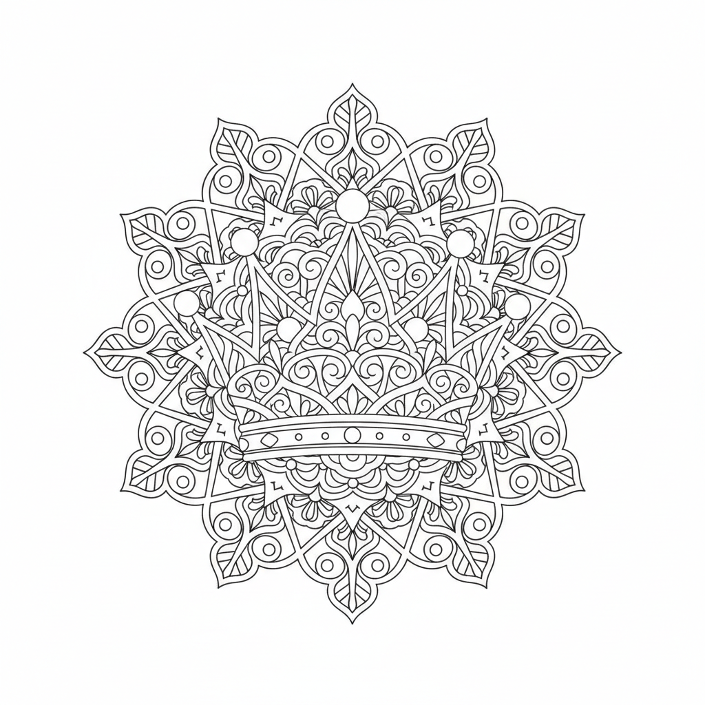 Crown Mandala coloring page