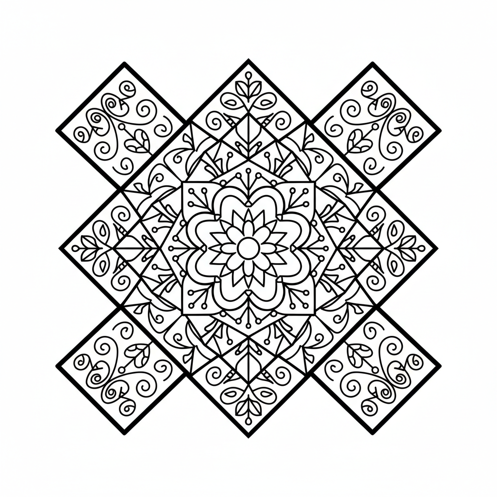Diamond Mandala coloring page