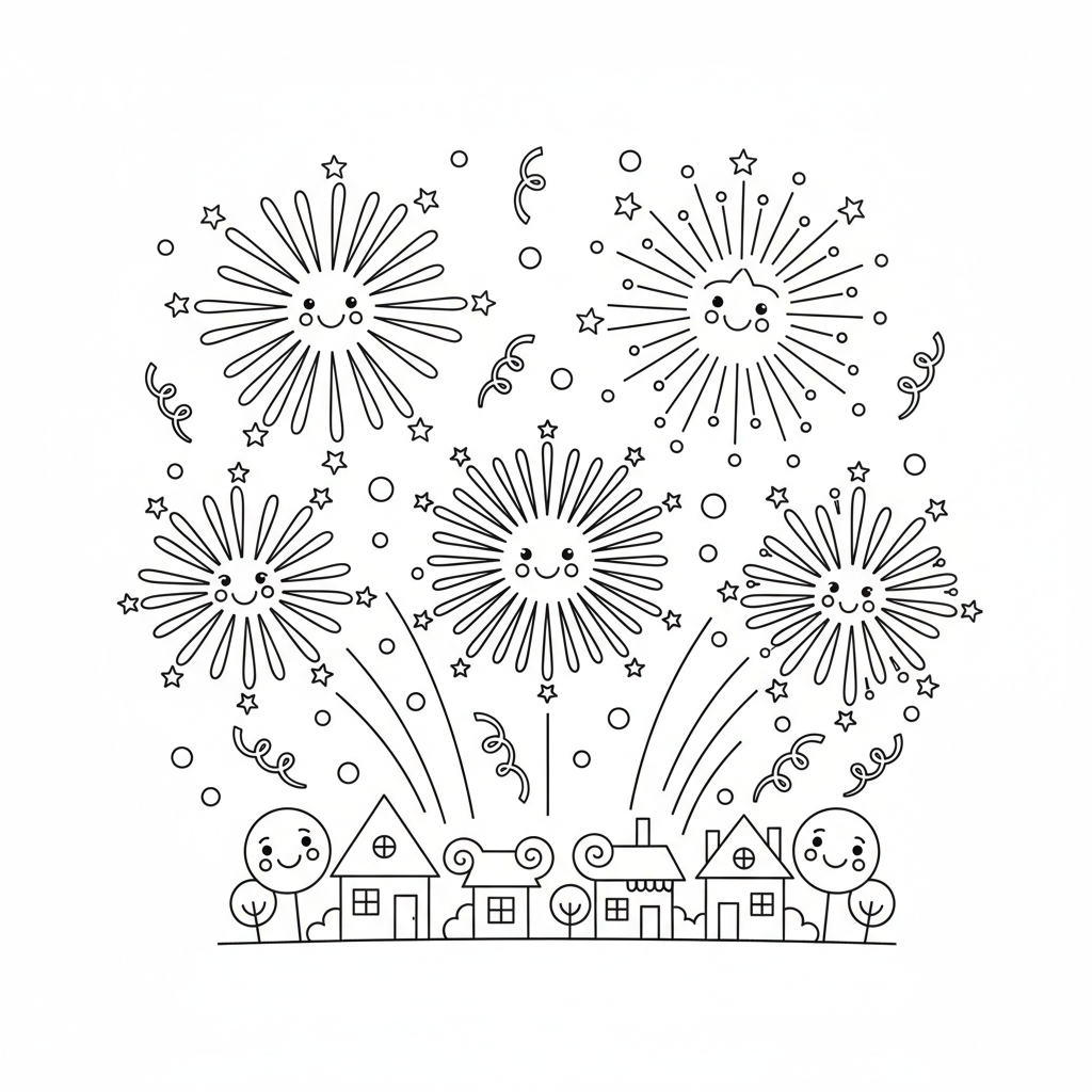 Fireworks coloring page
