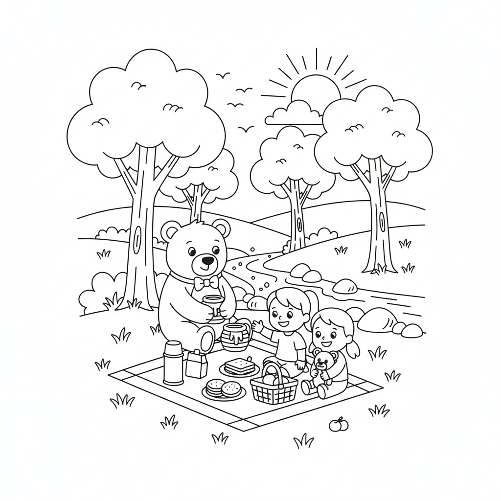 Forest Picnic coloring page