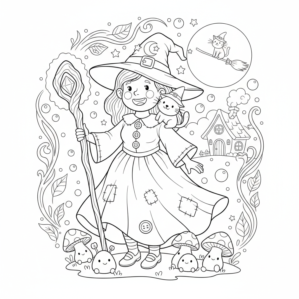 Friendly Witch coloring page