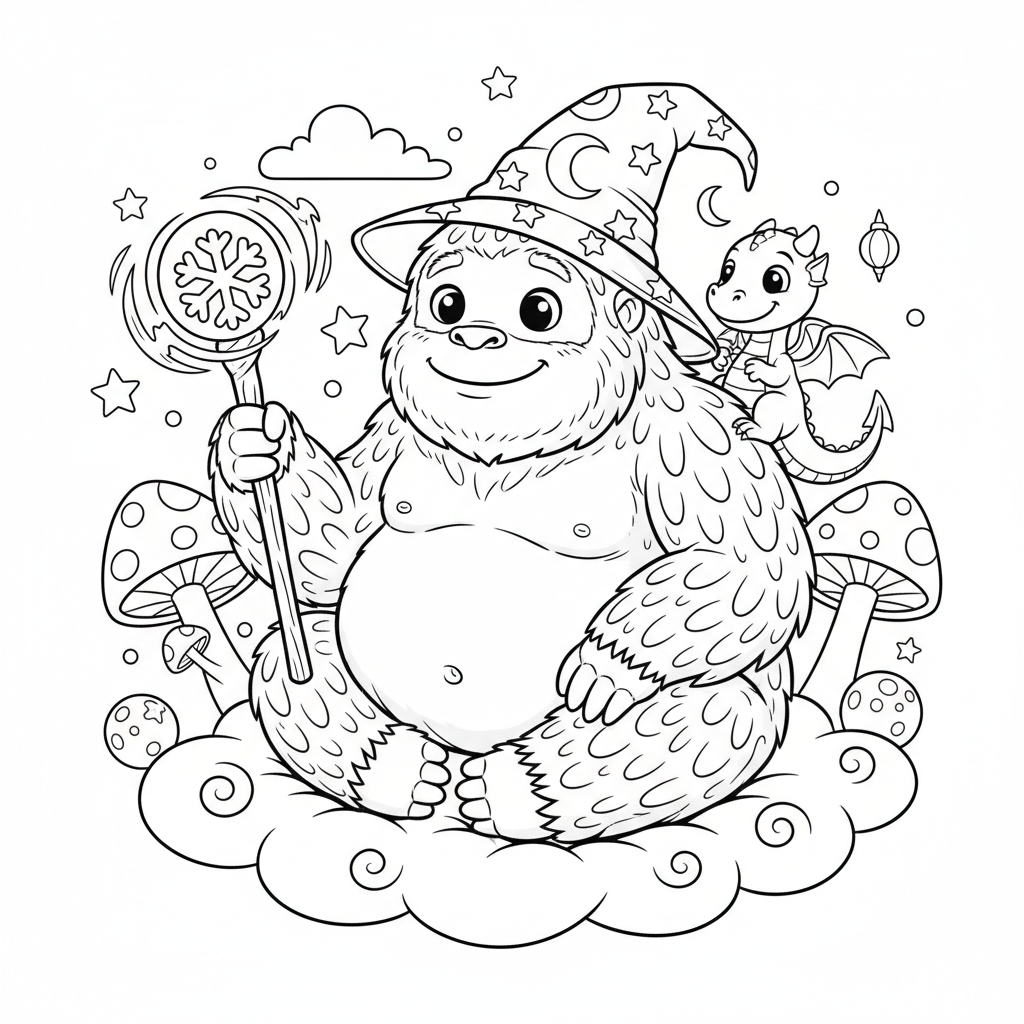 Friendly Yeti coloring page