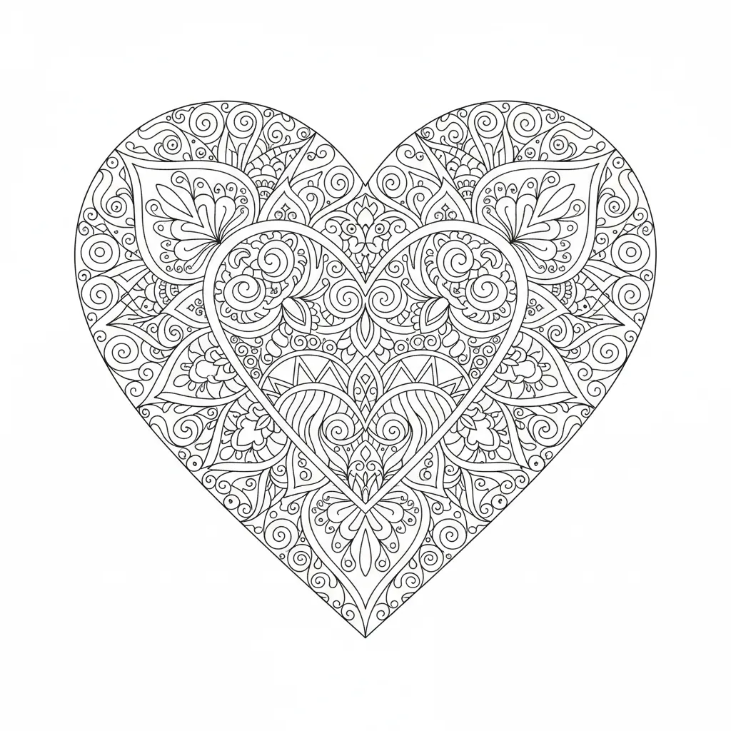 Heart Mandala coloring page