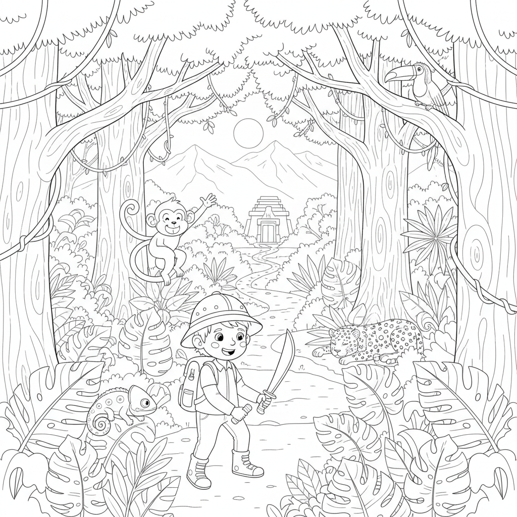 Jungle Trek coloring page