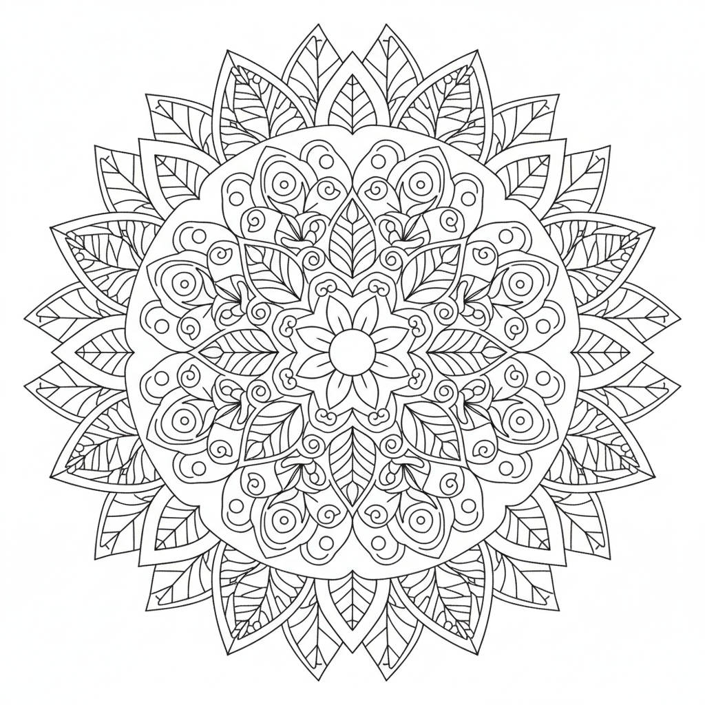 Leaf Mandala coloring page