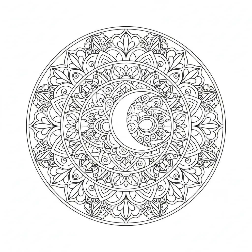 Moon Mandala coloring page