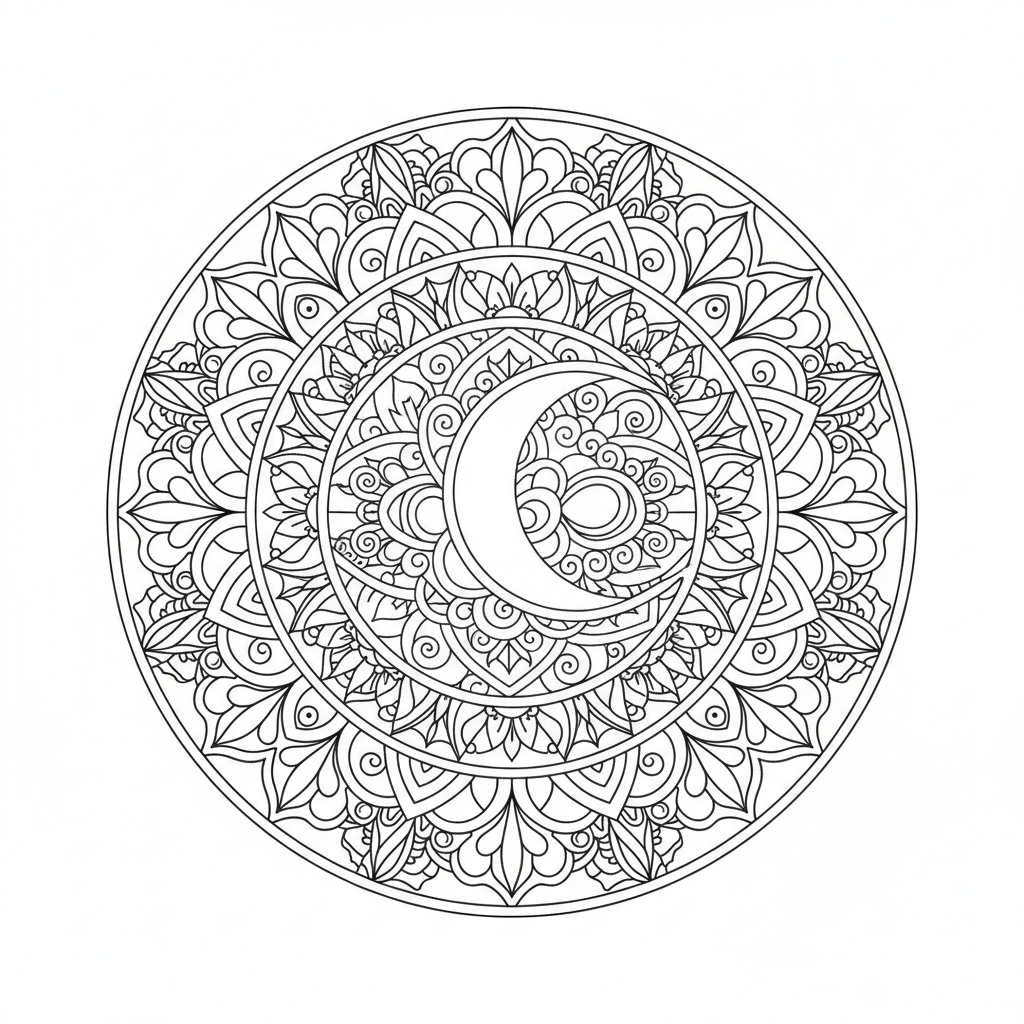 Moon Mandala coloring page