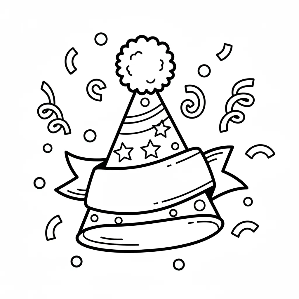 New Year Hat coloring page
