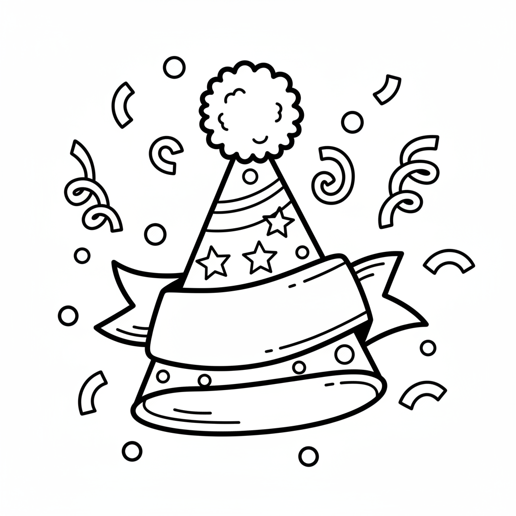 New Year Hat coloring page