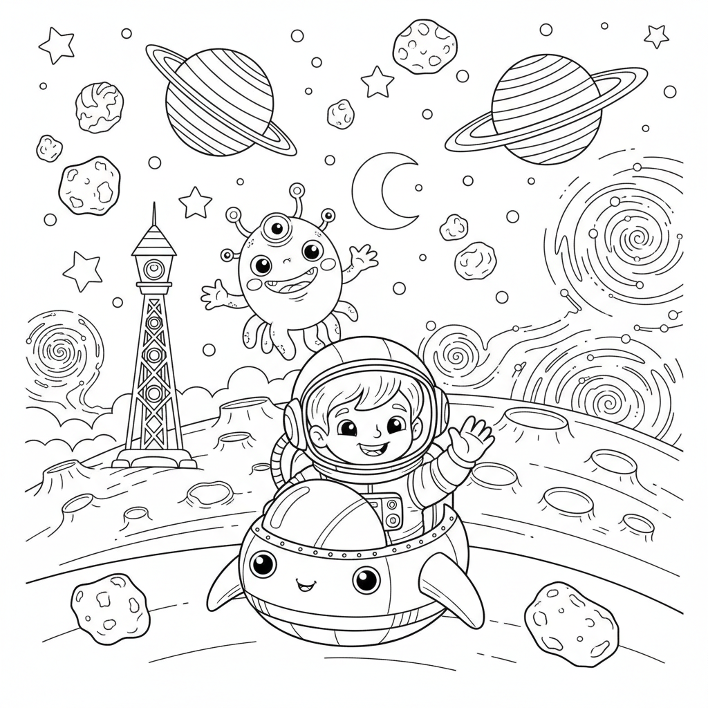 Space Adventure coloring page