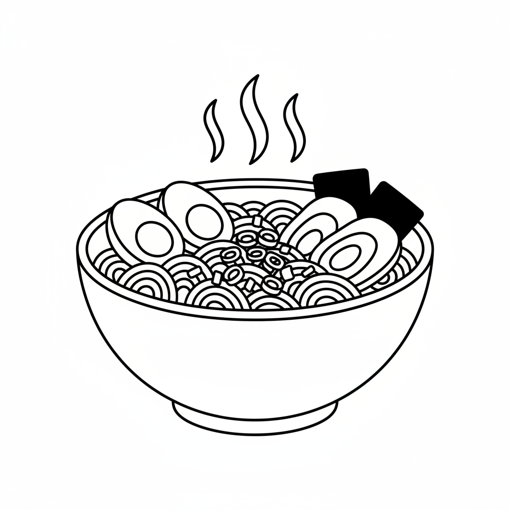 Steaming Ramen coloring page
