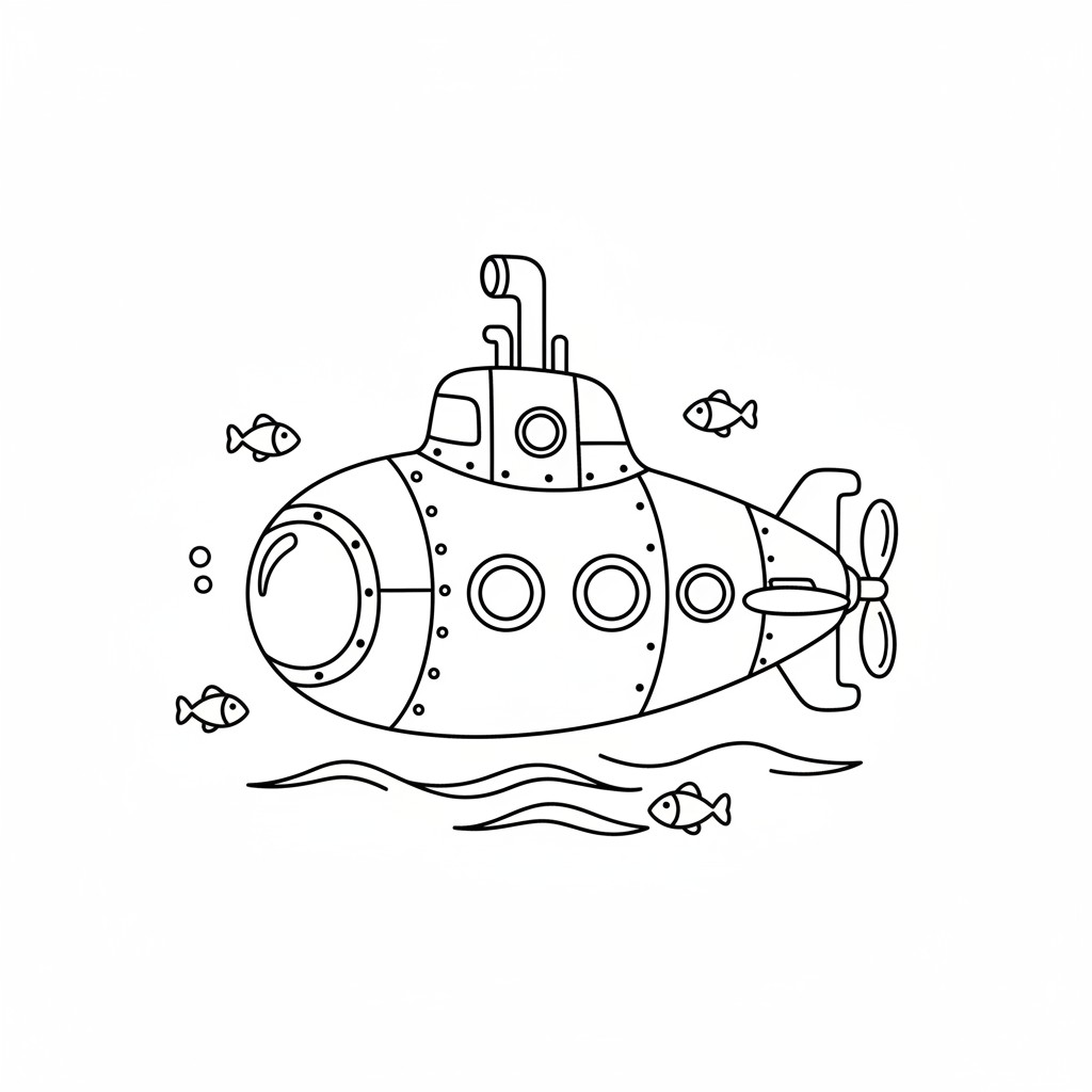 Submarine coloring page
