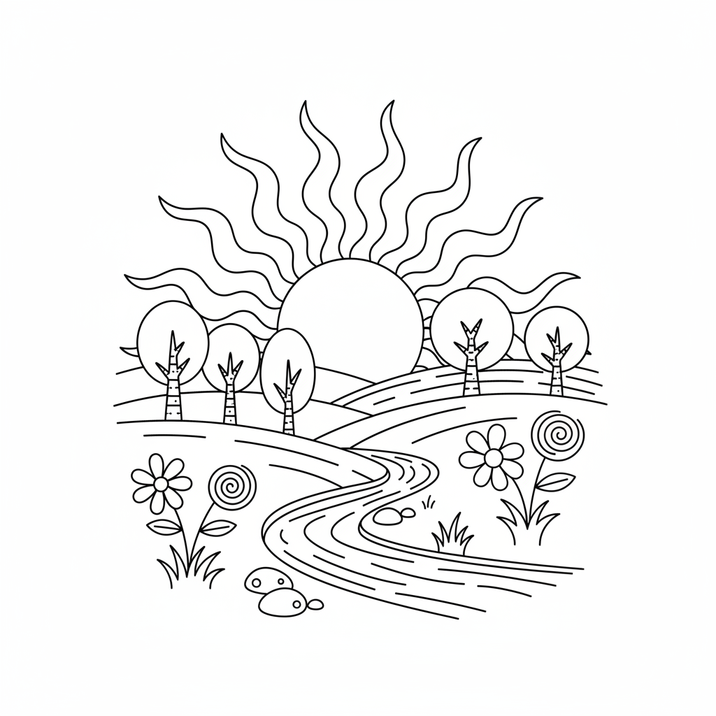 Sun Burst coloring page