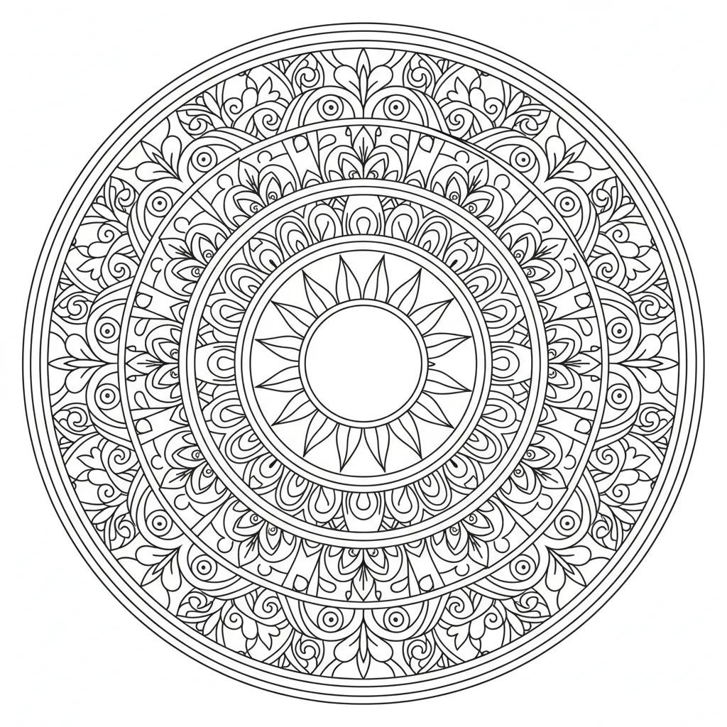 Sun Mandala coloring page